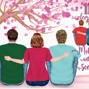 Imágenes prediseñadas para madre e hijos: "MADRE E HIJO" Clipart familiar Clipart del día de la madre Clipart personalizable Diseños de sublimación Diseño de taza familiar