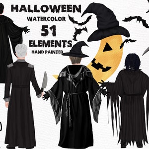Halloween Clipart: "WIZARD CLIPART" Halloween Becher beängstigend Baum Clipart Halloween Fledermaus Halloween Tod Spider Netz Portrait Creator Beängstigend Clipart