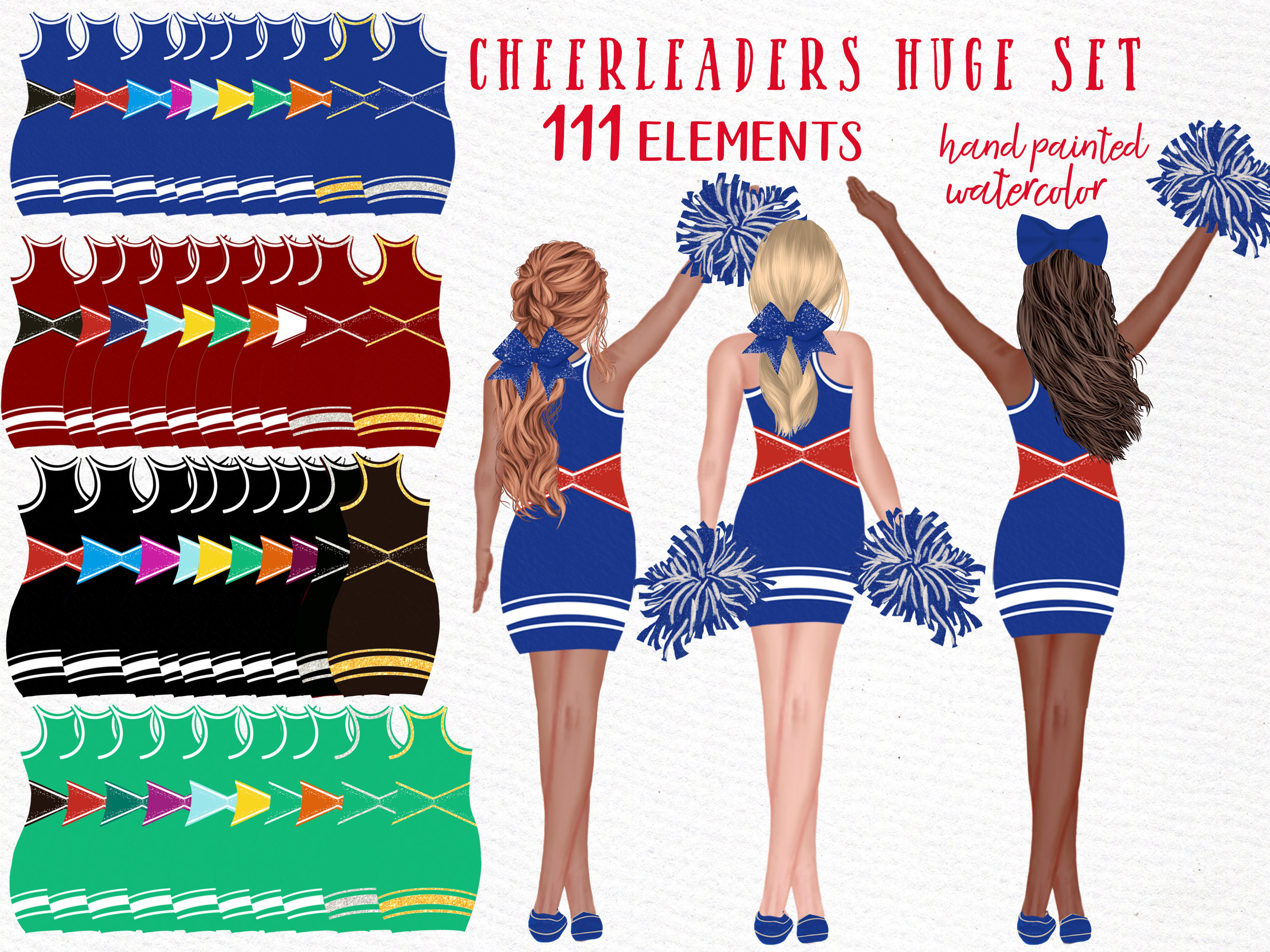 Cheerleaders Bundle Clipart girls Clipart Etsy
