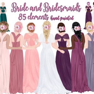 Bridesmaid clipart: &quot;BRIDE CLIPART&quot; Wedding clipart Bridesmaid dresses Marriage clipart Bridal clipart Best Friends Bride tribe DIY wedding