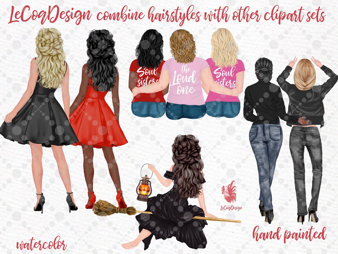 Hairstyles Clipart: girls Clipart Custom - Etsy