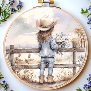 Cute Cowgirl cross stitch pattern Pdf: "COWGIRL EMBROIDERY PDF" Western Cross Stitch Cute cowgirl Pdf Rodeo girl pattern Little cowgirl art