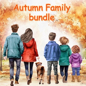 Familie Clipart Bundle: "HERBST FAMILIE CLIPART" Herbst Clipart Hallo Herbst Design Papa Mama Kinder Herbst Landschaft Png Anpassbare Familien Porträt