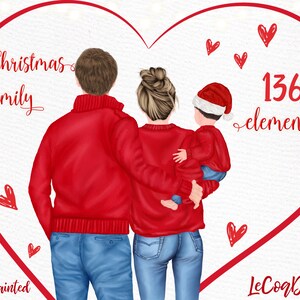 Clipart de Navidad: "FAMILY CLIPART" Winter family Matching Sweaters Christmas scenery Christmas Cards Padres con diseño de taza para niños Diy Xmas