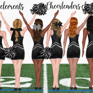 Cheerleaders Clipart: "GIRLS CLIPART" Acuarela Chicas Mejores Amigos Equipo de Deportes Clip Art Planificador de Clip Art Girl Clipart Custom Hairsyles School Girls