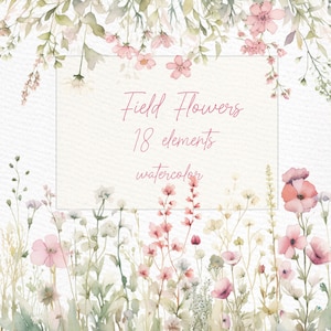 Clipart Floral Selvagem: "FLORES PRENSADAS SECAS" Flores Aquarela Convites De Casamento Campo Prado Flores Png Bordas Florais Clipart Pré-fabricado