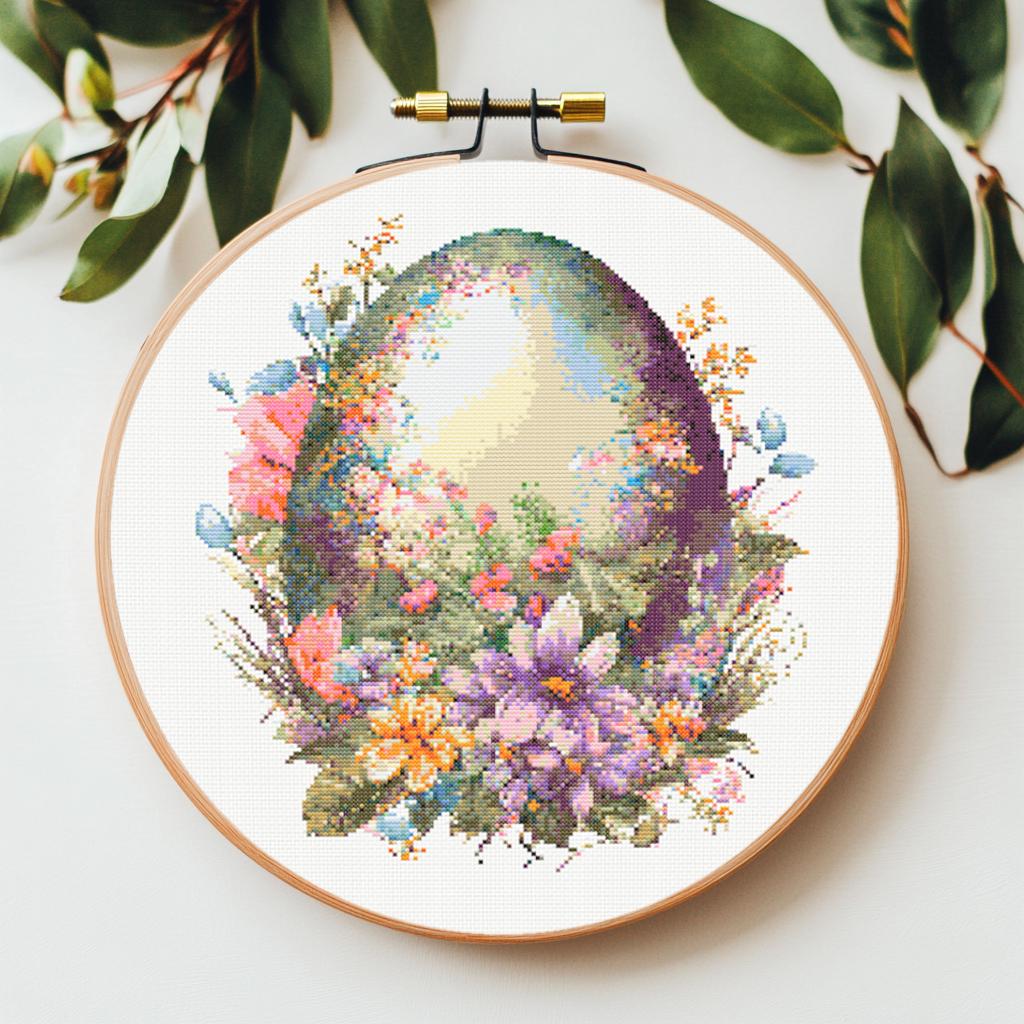 Floral Easter Egg Cross Stitch Pattern: Spring Flowers (PDF Pattern) - Etsy