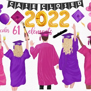 Clipart de graduación: "ESTUDIANTES QUE SE GRADÚAN" Graduado Felicidades Graduación Toga Hat Graduación Boy Grad College Senior Masculino Femenino Mejor Amigo
