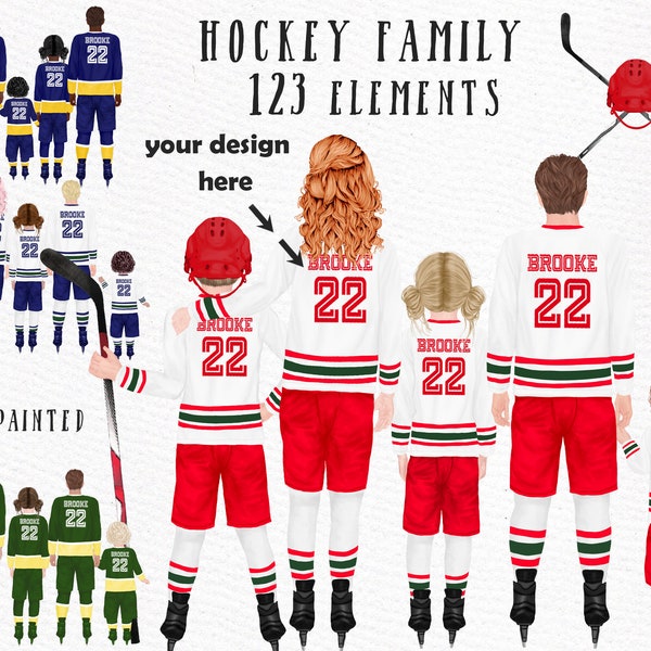 Hockey Family clipart: "HOCKEY CLIPART" Hockey graphics Hockey jerseys Sports Clipart Sports Team Clipart Sublimation Design Hockey Players