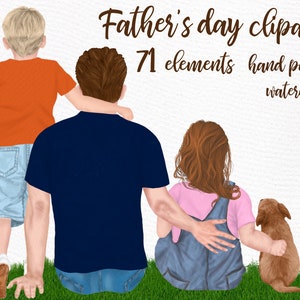 Padre e hijos clipart: "FATHER'S DAY CLIPART" Daddy clipart acuarela clipart Hombre Clipart Little Boy Best Dad clipart Diy