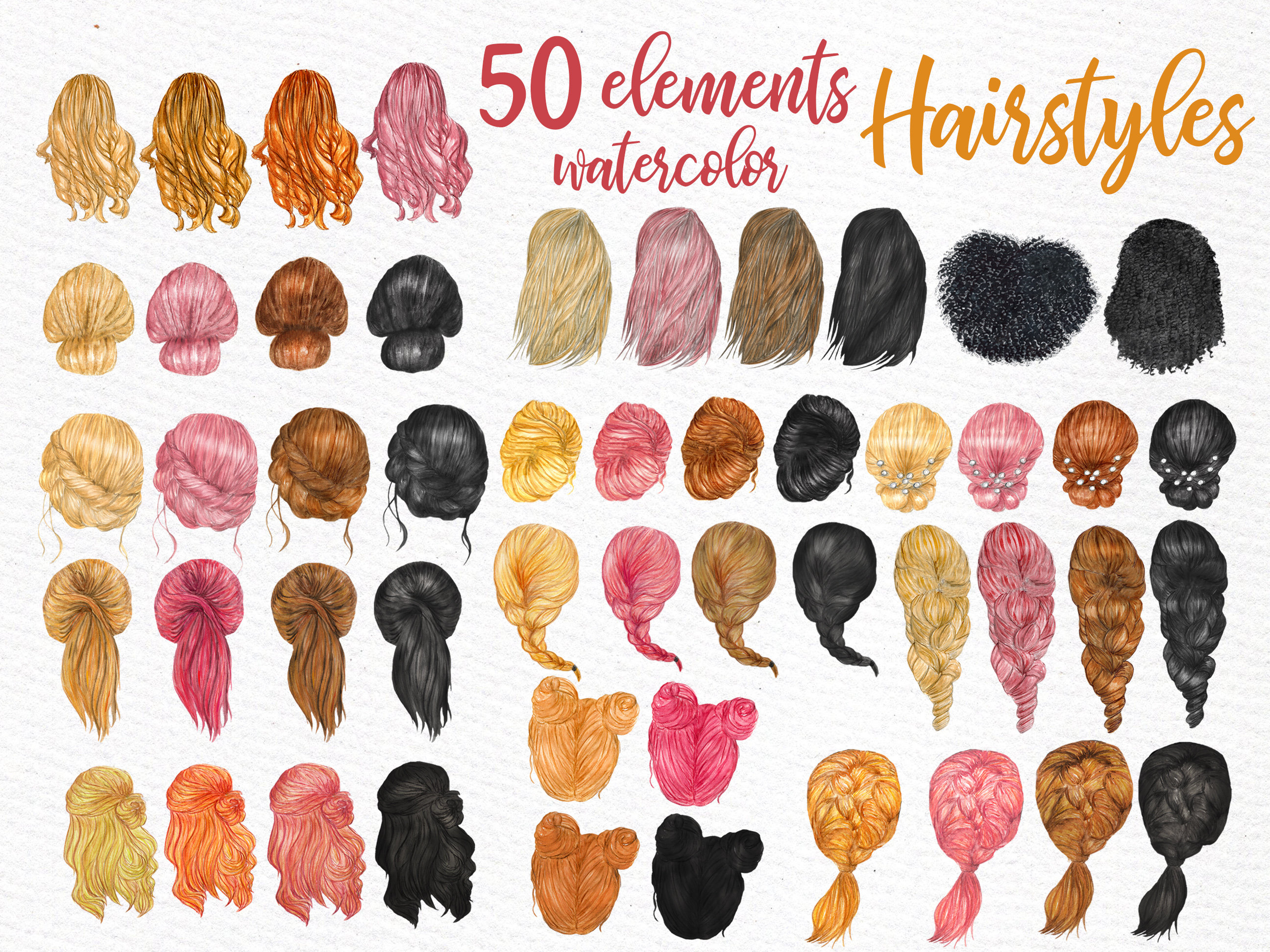 Hairstyles clipart GIRLS CLIPART Custom Etsy