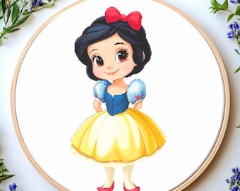 白雪姫のクロスステッチ パターン PDF: 「おとぎ話のクロスステッチ」プリンセス クロスステッチ プリンセス 刺繍 漫画キャラクター クロスステッチ PDF