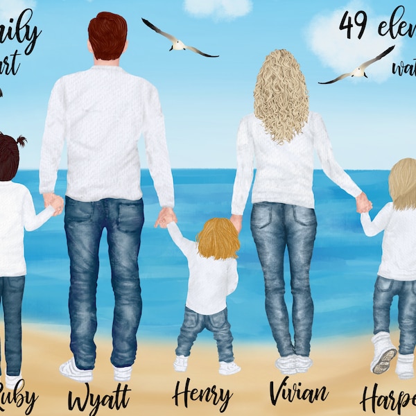 Family clipart: "FAMILY FIGURES CLIPART" Male clipart Dad Mom Children Watercolor people Girls clipart Mothers day Family People Kids Art