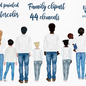 Clipart familial : « FAMILY FIGURES CLIPART » Bébé bébé Papa Maman Enfants Aquarelle personnes Famille Personnes Frères et sœurs clipart Famille Mug designs