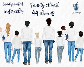 Family clipart: &quot;FAMILY FIGURES CLIPART&quot; Infant baby Dad Mom Children Watercolor people Family People Siblings clipart  Family Mug designs