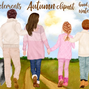 Herbst Clipart: "FAMILIE CLIPART" Eltern mit Kindern Thanksgiving Clipart Herbst Clipart Herbst Familie Personalisierbar Clipart Happy Fall Sublimation