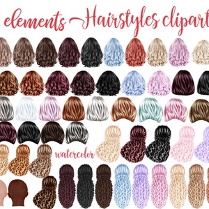 Frisuren Clipart: "GIRLS CLIPART" Custom Hairstyles Langhaar Mädchen Haarclipart Planer Clipart Mode Frisuren Schwarz Haarschmuck