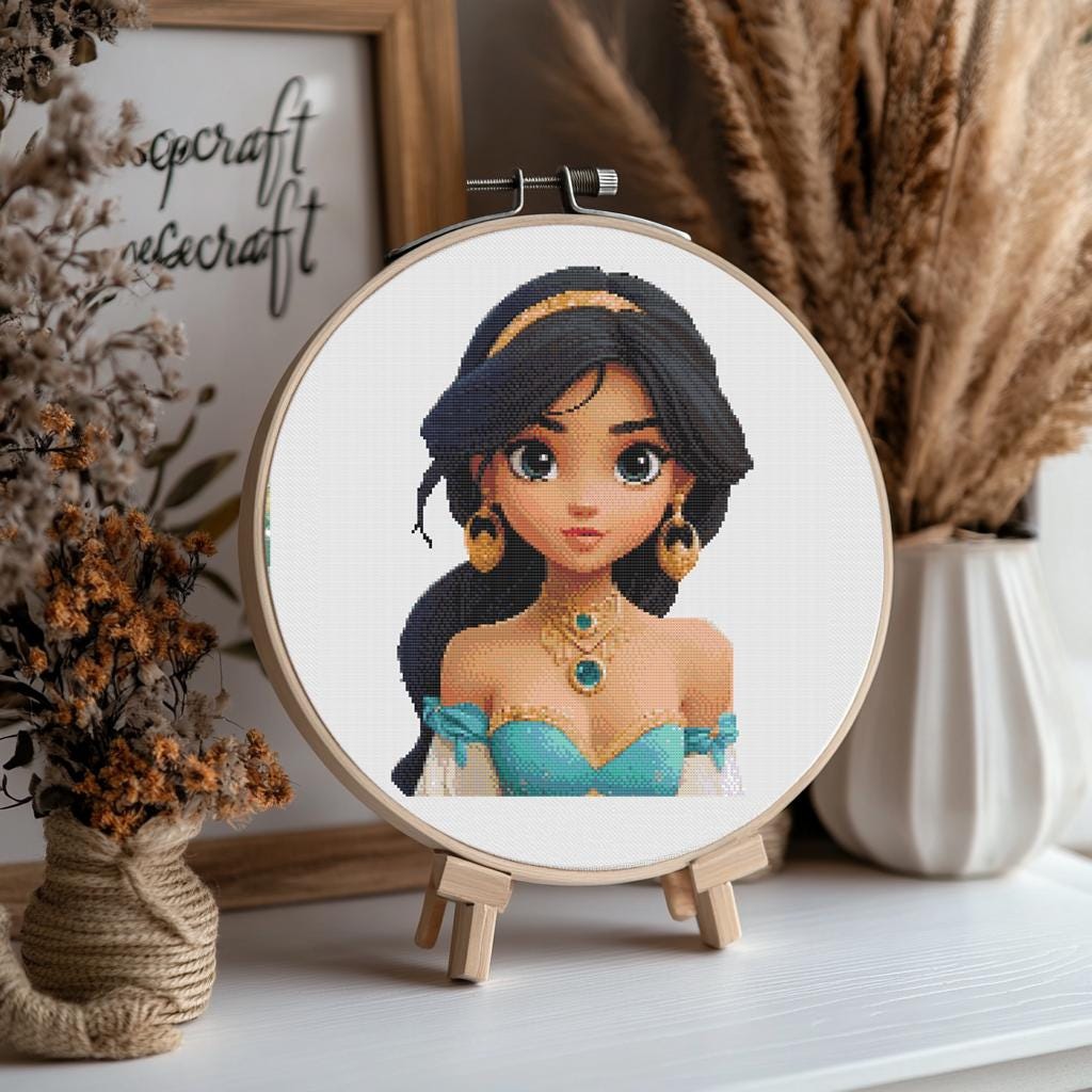 ジャスミン姫のクロスステッチパターン：おとぎ話の刺繍（PDF） - Etsy