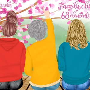 Clipart mère et fille: « GRAND-MÈRE CLIPART » Clipart de la fête des mères Filles assises Quai du lac Clipart familial Meilleurs amis Sublimation Png