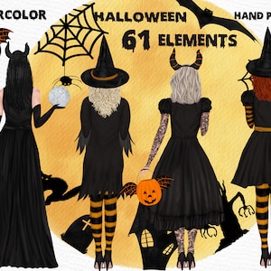 Halloween Clipart: "WITCHES CLIPART" Halloween Becher Vollmond Clipart Jack o Laterne Hexe Hut Hexe Besen Halloween Fledermaus Sexy Hexe Clipart
