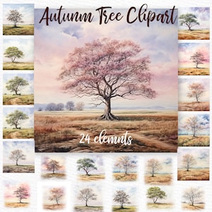 Clipart de árbol de otoño: "PAISAJES DE OTOÑO" Fondos de otoño Acuarela Otoño Sublimaciones de otoño Paisaje de otoño Paisajes personalizados Plantillas de tazas