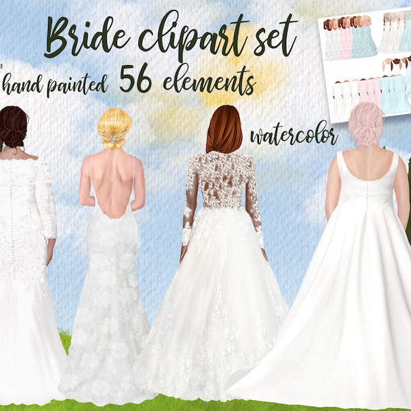 Bruid clipart: "TROUWJURK CLIPART" Plus Size Bruidsjurken Plus size bruiden Bruid Illustratie Curvy Bruid Clipart Bruid Clipart