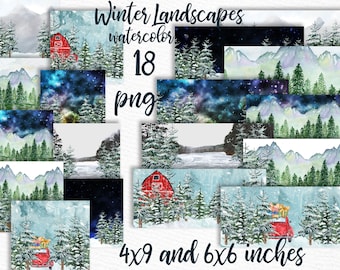 Winter background: "HOLIDAY BACKDROPS" Custom Landscapes Mug Design Diy Christmas card Christmas Background Mug templates Christmas clipart