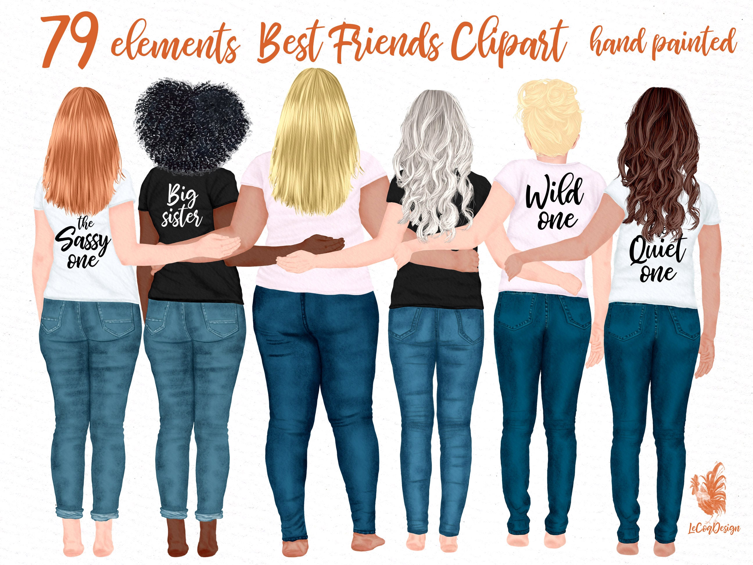 Girls clipart: "BEST FRIEND CLIPART" Curvy girls Plus size …