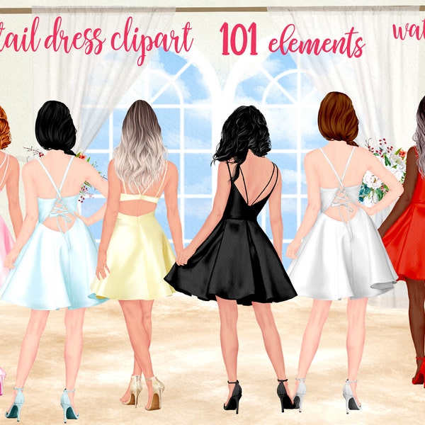 Cocktail Dresses Clipart: "BRIDAL DRESSES CLIPART" Bridesmaid dresses Wedding clipart Custom Dress Sublimation Png Party dress clipart