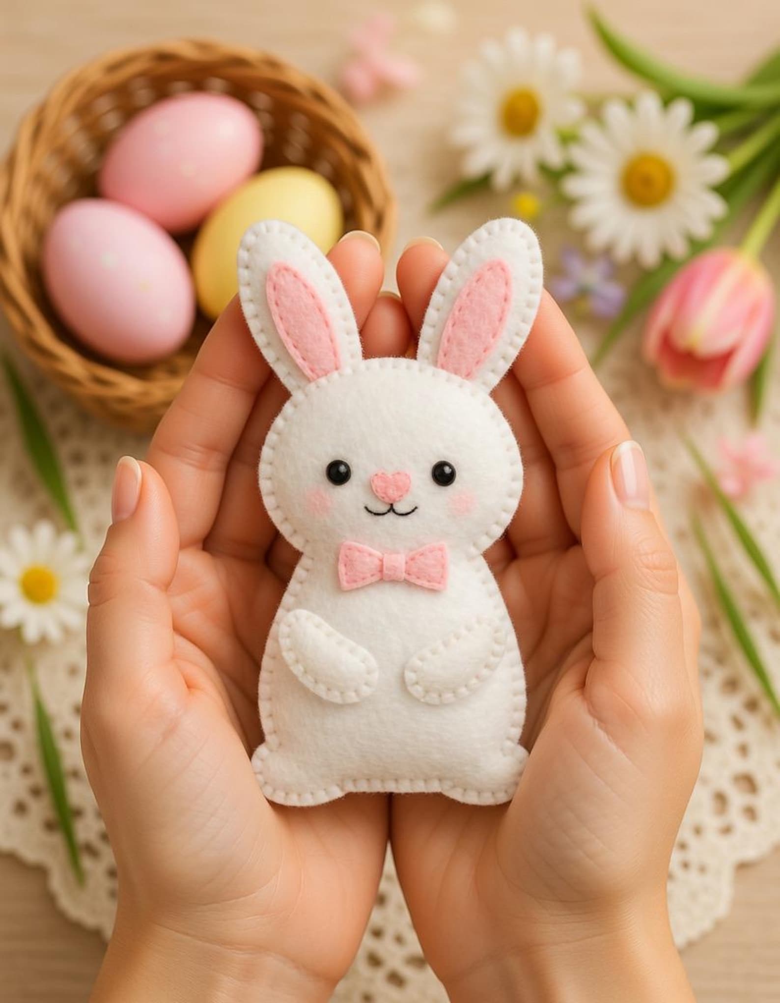 Felt Easter Bunny Sewing Pattern PDF | DIY Felt Bunny Ornament | Easter ...