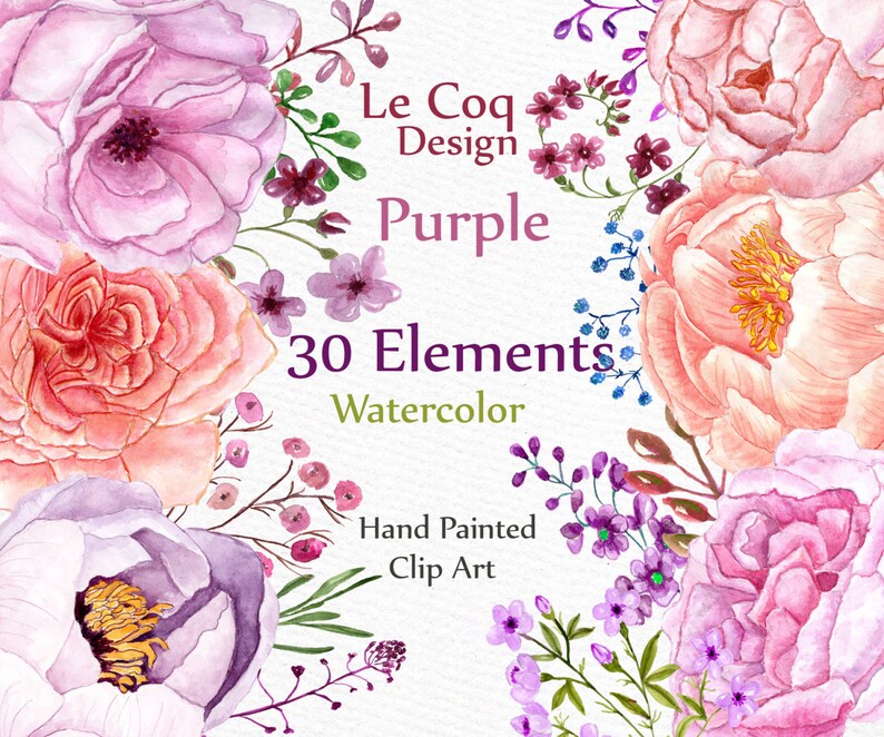 WEDDING CLIPART floral clipart DIY clipart wedding invitations separate flowers handpainted flowers Watercolor peonies flowers clipart