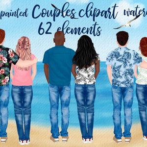 Couples Clipart: &quot;PEOPLE CLIPART&quot; Boyfriend Girlfriend Couple portrait Watercolor People Engagement clipart Love clipart  Custom People