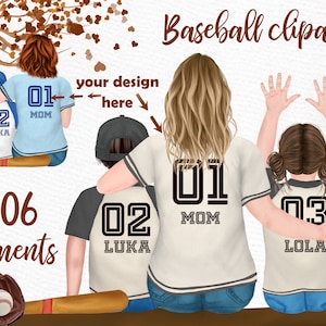 Baseball mamma clipart: "MADRE E FIGLI" Clipart per la festa della mamma Fratelli clipart Softball clipart Famiglia clipart Tazza sublimazione baseball