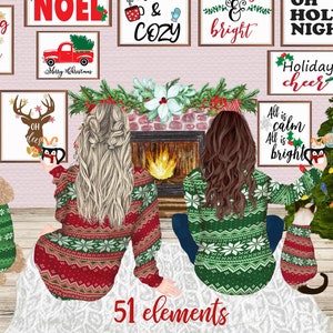 Christmas Girls Clipart: « BEST FRIEND CLIPART » Christmas Mug design Dog clipart Customisable clipart Bff clipart Correspondant pulls Cat Png