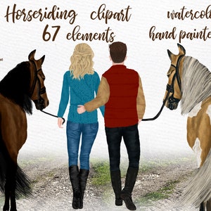 Mädchen mit Pferd Clipart: "Menschen und Pferde" Pferd Clipart Paar Rückansicht Paare Clipart Pferd Liebhaber Becher Reiten Clipart Pferd und Mann