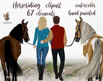 Girl with horse clipart: "PEOPLE AND HORSES" Horse clipart Couple back view Couples clipart Horse Lovers Mug Riding clipart Horse and Man