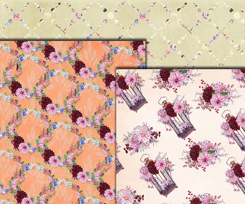 Floral watercolor papers FLORAL PATTERN Printable Floral Decoupage papers Floral Background Wedding papers DIY invites Wedding invites