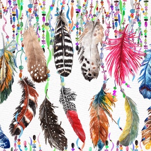 Veren aquarel Clipart: "Veren CLIP ART" Tribal clipart bruiloft clipart Boho style Diy-elementen bruiloft uitnodigingen Indiase clipart
