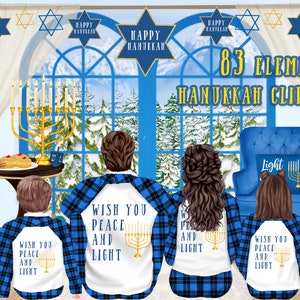 Chanoeka clipart: "JOODSE FAMILIE CLIPART" Joodse vakantie clipart Keppeltjes clipart Dreidel clipart DavidSter Menorahs clipart Mok ontwerp