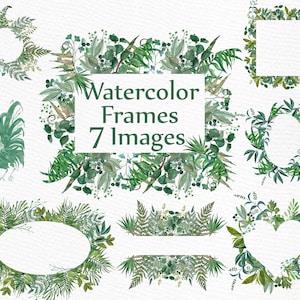 Aquarelle fougère images clipart : « Aquarelle FRAMES » verdure clipart clipart mariage feuillage clip cadres aquarelle de mariage de bricolage art
