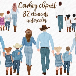 Cowboy-Familie Clipart: "WESTERN FAMILY CLIPART" Country-Familie Anpassbare Clipart Western Png Cowboy-Cliparts Cowgirl-Clipart Becher-Designs