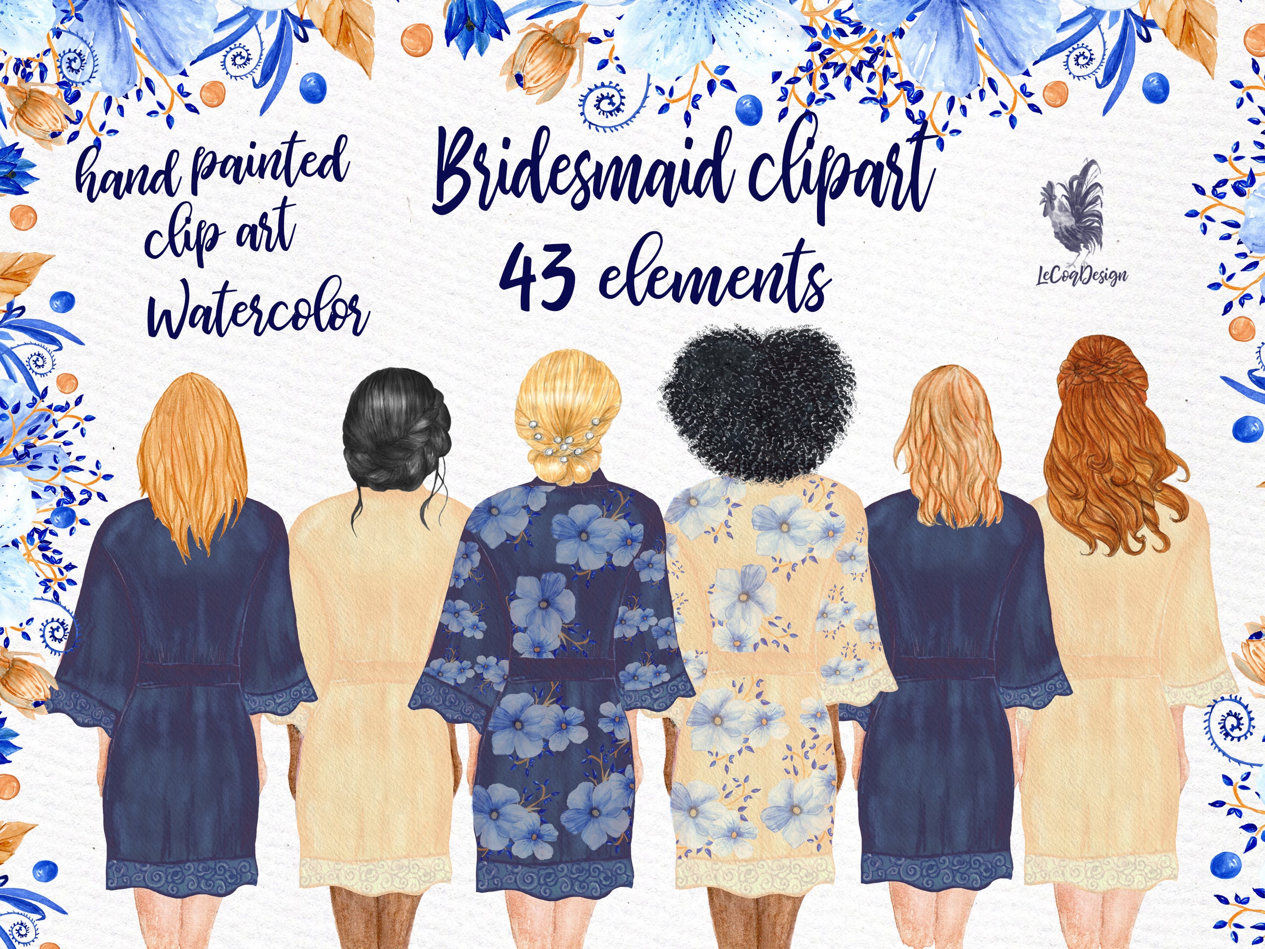 Download Bridesmaid Clipart Wedding Robes Cliprt Etsy