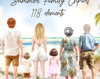 Summer Family Clipart Bundle: Beach Vacation PNG (118 Files)