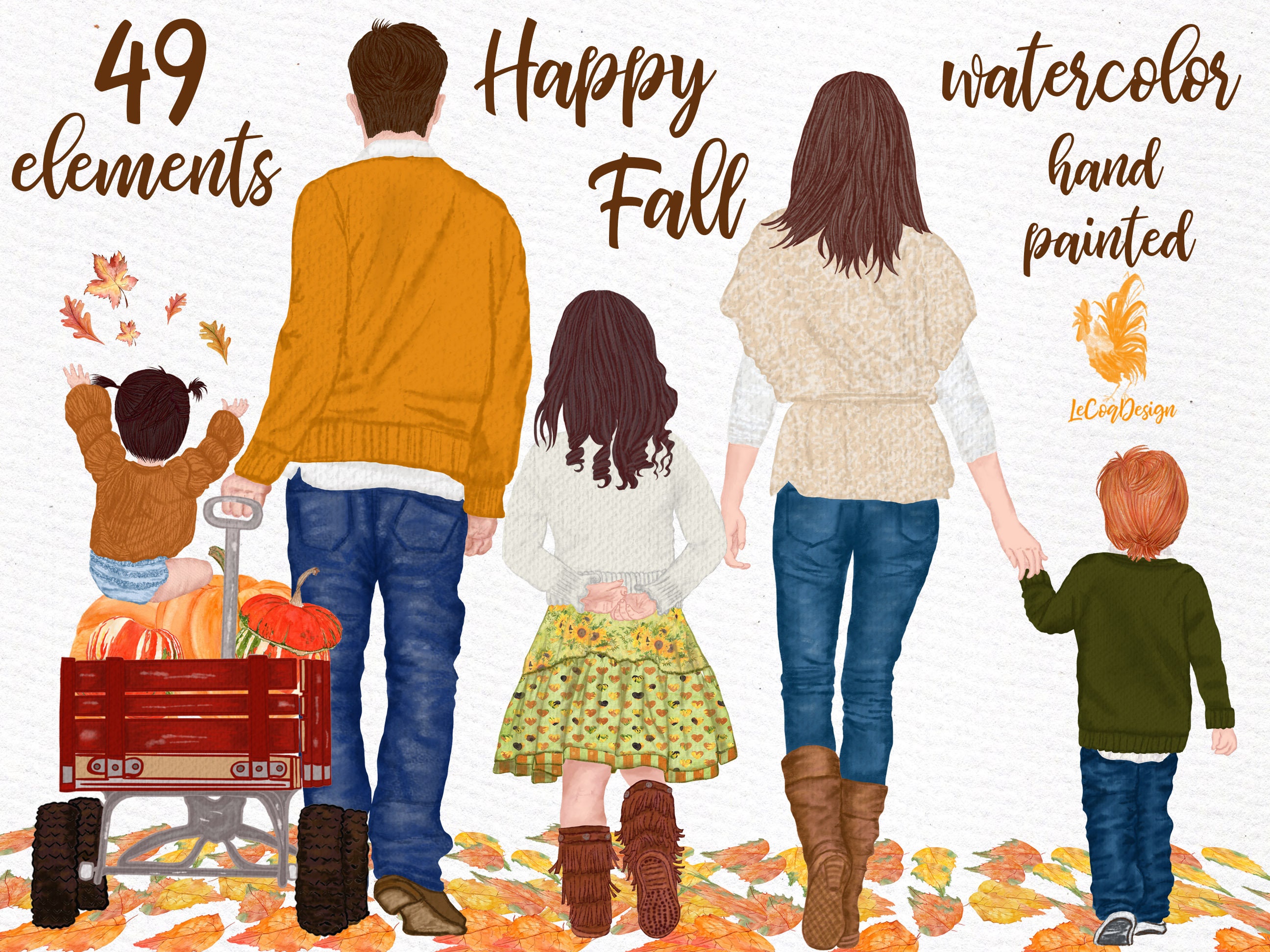 Download Fall Clipart Family Clipart Parents With Kids Etsy