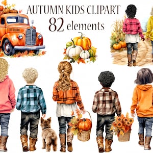 Clipart de otoño: "NIÑOS CLIPART" Clipart de calabaza Parche de calabaza Png Clipart de acción de gracias Clipart de otoño Sublimación de otoño Pegatinas de otoño Png