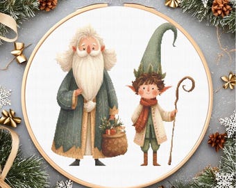 Funny Santa and Reindeer Cross Stitch Pattern Christmas PDF Chart Festive Christmas Characters Holiday Embroidery Pattern Punto de cruz