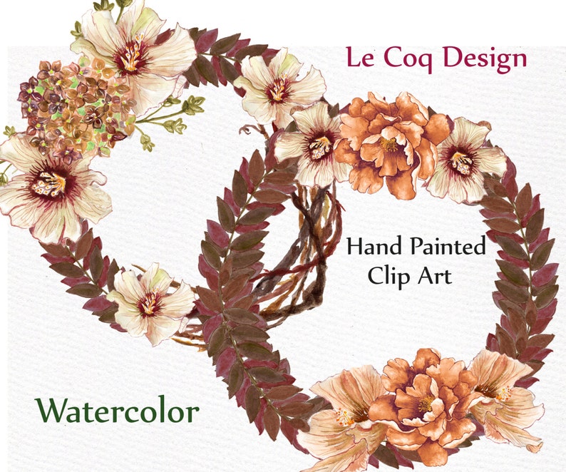 Watercolor Wreaths Clipart: floral Wreaths Wedding - Etsy