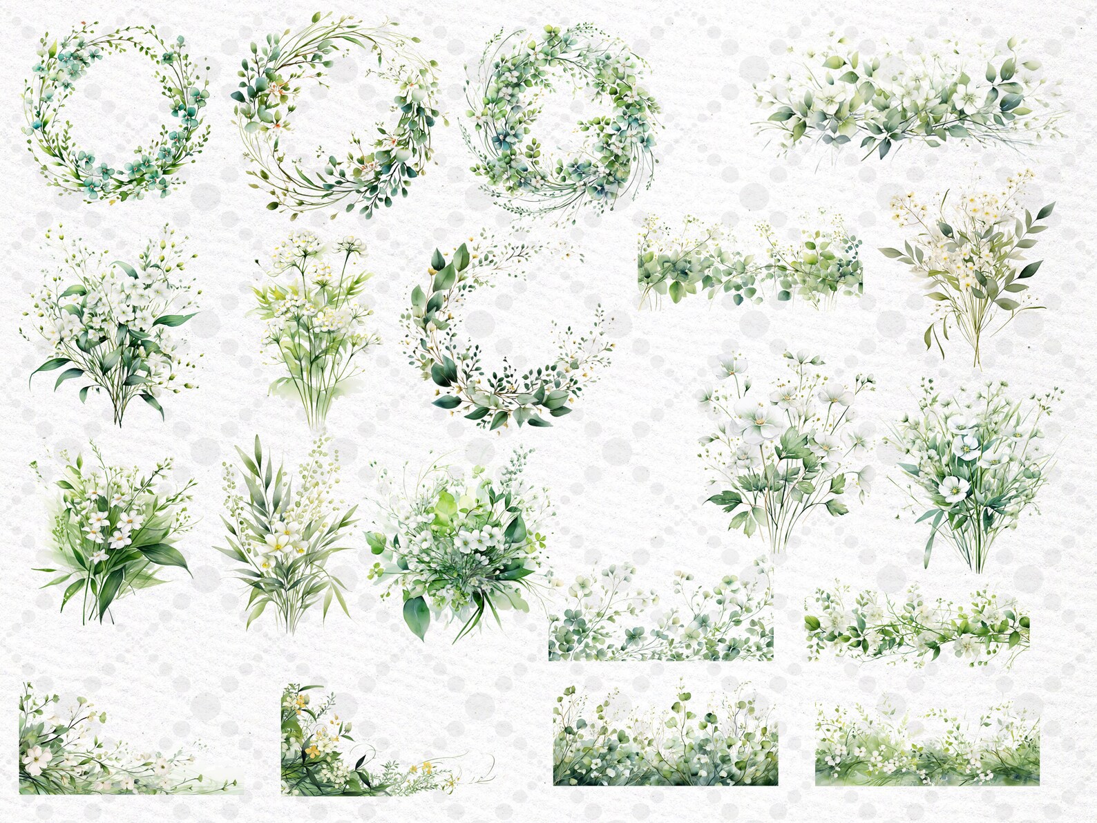 Watercolor Greenery Clipart: Eucalyptus Frames & Wreaths (PNG) - Etsy