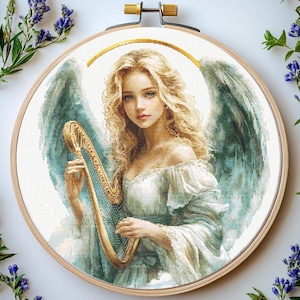 Angel Cross Stitch Pattern Pdf: &quot;RELIGIOUS CROSS STITCH&quot; Guardian Angel cross stitch Cross Stitch Pattern Motivational cross stitch Pdf