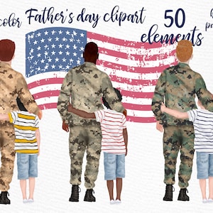 Clipart padre e hijo: "CLIPART DEL DÍA DEL PADRE" Papi clipart Soldado clipart Hombre de uniforme Soldado de regreso a casa Mejor papá clipart Diy invite